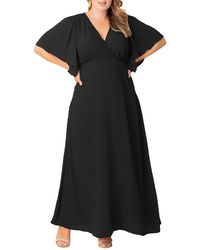 Kiyonna - Plus Size Carmella Flutter Sleeve Gown - Lyst