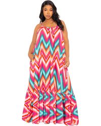 Buxom Couture - Plus Size Chevron Voluminous Maxi Dress - Lyst