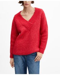 Mango - Chunky-knit V-neck Sweater - Lyst