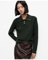 Mango - Ribbed Polo-neck Buttons Sweater - Lyst