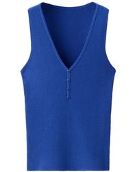 Mango - Buttoned Ribbed Top - Lyst