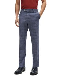 BOSS - Boss By Plain-checked Slim-fit Trousers - Lyst