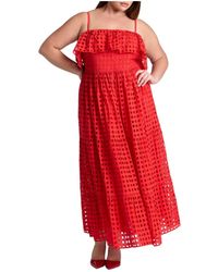 Eloquii - Plus Size Ruffle Bodice Eyelet Maxi Dress - Lyst