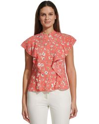 Tommy Hilfiger - Floral-print Ruffled Blouse - Lyst