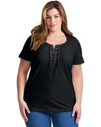 Avenue - Plus Size Lacing Detail Tunic Tee - Lyst