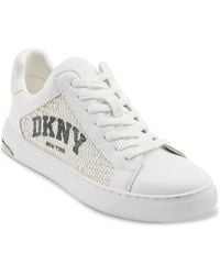 DKNY - Abeni Arch Raffia Logo Low-top Sneakers - Lyst