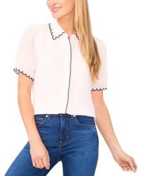 Cece - Scallop Contrast Trim Button Up Top - Lyst