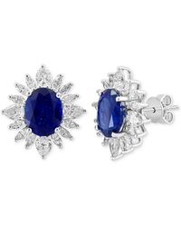Effy - Effy® Lab Grown Sapphire (4-1/5 Ct. T.w.) & Lab Grown Diamond (1-3/4 Ct. T.w.) Starburst Halo Stud Earrings In 14k White Gold - Lyst