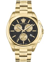 Versace - Swiss Chronograph Medusa Gold Ion Plated Stainless Steel Bracelet Watch 40mm - Lyst