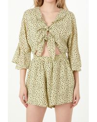 Free the Roses - Polka Dot Tied Romper - Lyst