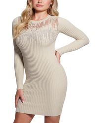 Guess - Claudine Embellished Rib-knit Mini Dress - Lyst