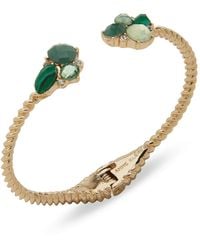 Anne Klein - Glass And Plastic Green Cluster Stone Cuff Bracelet - Lyst