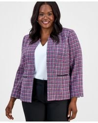 Kasper - Plus Size Tweed Open-front Long-sleeve Jacket - Lyst