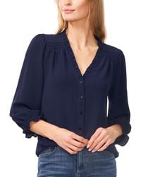Cece - Ruffled Button-front 3/4-sleeve Blouse - Lyst