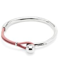 Uno De 50 - Sculptural Silver Mauve Leather Half-cuff - Lyst