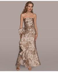 Donna Karan - Strapless Side Ruffle Dress - Lyst