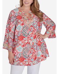 Ruby Rd. - Plus Size Silky Floral Voile Top - Lyst
