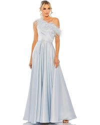 Mac Duggal - One Shoulder A Line Gown With Feather Detail - Lyst