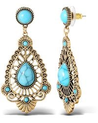 Jessica Simpson - Turquoise Stone Filigree Earrings - Lyst