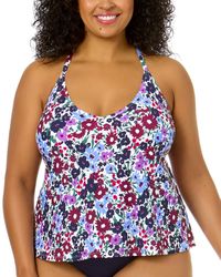 Anne Cole - Plus Size Ditsy Floral-print Tankini Top - Lyst