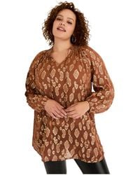 June + Vie - June + Vie June + Vie Metallic Print Blouse - Lyst