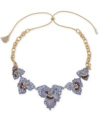 Lonna & Lilly - Gold-tone Beaded 3d Openwork Flower 16" Adjustable Statement Necklace - Lyst