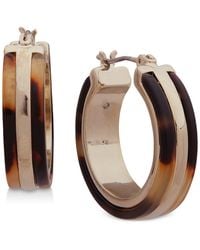 Ralph Lauren - Gold-tone & Tortoise-look Small Hoop Earrings 1" - Lyst