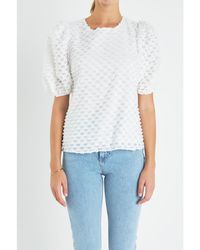 English Factory - Textured Puff Sleeve Top - Lyst