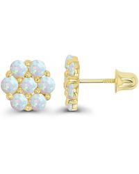Macy's - Created White Opal Round Flower Screwback Earrings - Lyst