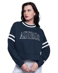 Starter - Navy Houston Astros Power Play Cropped Pullover Sweatshirt - Lyst