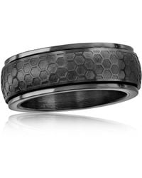 Metallo - Stainless Steel Honey Comb Design Spinner Ring - Lyst