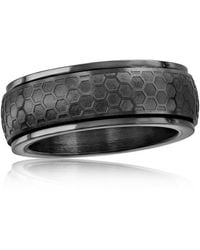 Metallo - Stainless Steel Honey Comb Design Spinner Ring - Lyst
