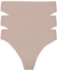 Natori - 3-pk. Bliss Bare Cotton Thong Underwear 771346mp - Lyst