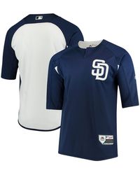 Majestic - Navy And White San Diego Padres Authentic Collection On-field 3 And 4-sleeve Batting Practice Jersey - Lyst