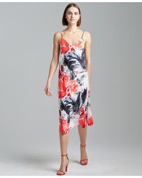 Natori - Floral-print V-neck Midi Slip Dress - Lyst