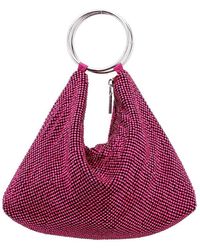 Nina - Glass Crystal Mesh Double Ring Handle Pouch Bag - Lyst