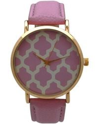 Olivia Pratt - Geometric Pattern Leather Strap Watch - Lyst