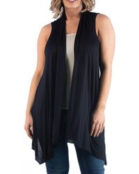 24seven Comfort Apparel - Plus Size Asymmetric Open Front Cardigan Sweater - Lyst