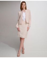 Calvin Klein - Tweed Open Front Blazer Tweed Pencil Skirt - Lyst