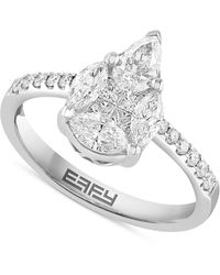 Effy - Effy® Diamond Multi-cut Pear Cluster Engagement Ring (1-1/5 Ct. T.w.) In 14k White Gold - Lyst