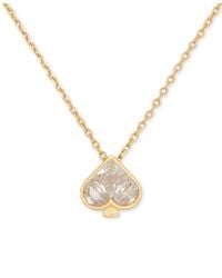 Kate Spade - Gold-tone Cubic Zirconia Spade Mini Pendant Necklace - Lyst