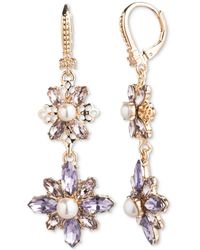 Marchesa - Gold-tone Stone Floral Double Drop Earrings - Lyst