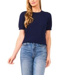 Cece - Crew Neck Pointelle Sweater - Lyst