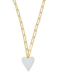 Adornia - 20-22" Adjustable 14k Gold Plated Enamel Heart Paper Clip Chain Necklace - Lyst