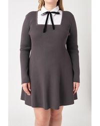 English Factory - Plus Size Mixed Media Fit And Flare Sweater Dress - Lyst