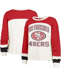 '47 - Cream/scarlet San Francisco 49ers Plus Size Double Header Curve Toni Long Sleeve T-shirt - Lyst