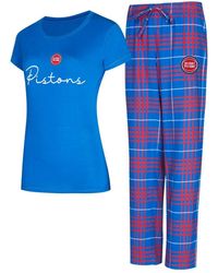 Concepts Sport - 2-piece Blue/red Detroit Pistons Vector T-shirt And Flannel Pants Sleep Set - Lyst
