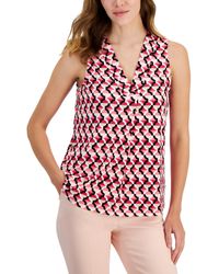 Anne Klein - Abstract-print Sleeveless Shell Top - Lyst
