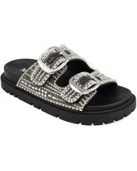 MIA - Thora Double Buckle Stone Detailed Slide Sandals - Lyst
