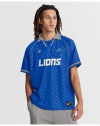 Fanatics - Blue/gray Detroit Lions Homerun Raglan V-neck Polo Shirt - Lyst
